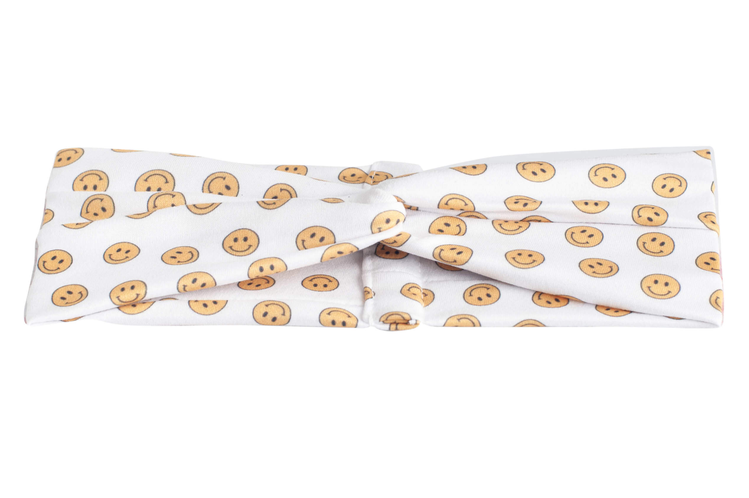 A twist headband featuring a smiley pattern for women from By Bella Boutique.