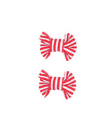 Red Stripe Bow Clips