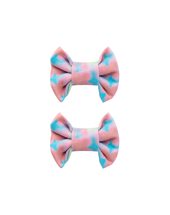 Bubblegum Pink Tie-Dye Bow Clips