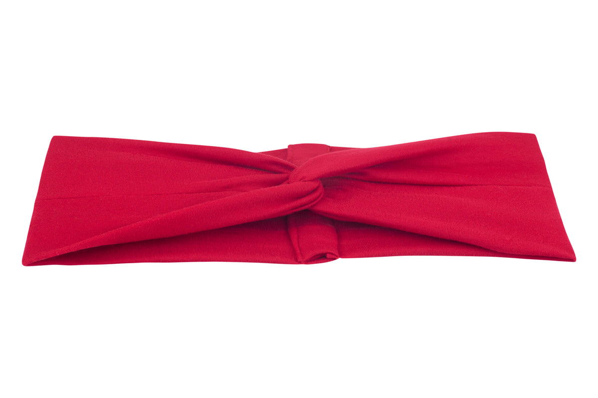 Red turban headband for moms from By Bella Boutique.